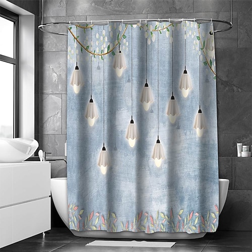 Floral Shower Curtain Set with 12 Hooks, Watercolor Flower Bathroom Decor  (72 x 72 inch)