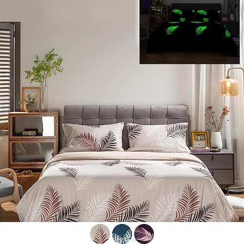 

traje de tres piezas cepillado efecto luminoso funda de edredón funda de almohada combinación cremallera cubrecama