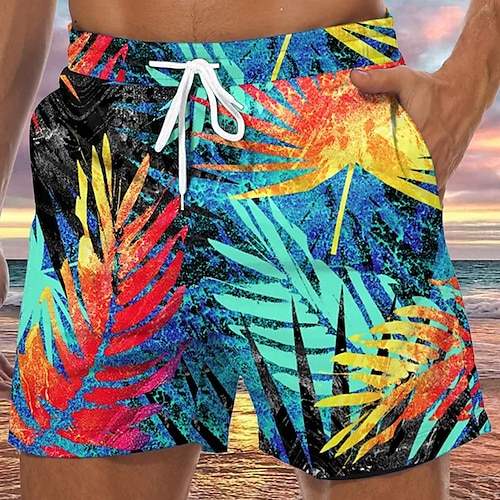 

Herre Surf shorts Badeshorts Sommer shorts Strandshorts Snørelukning med mesh-for Elastisk Talje Planter Tropisk Grafiske tryk Hurtigtørrende Korte Afslappet Daglig Ferie Boheme Hawaiiansk Blå