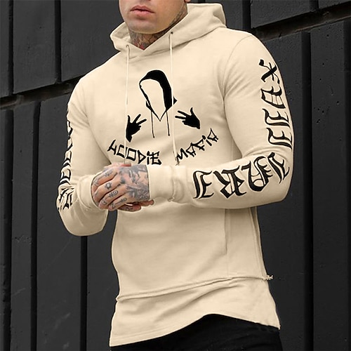 

Homens Moletom Amarelo Branco Com Capuz Gráfico Letra Imprimir Desportos e Ar livre Streetwear Legal Designer Casual Inverno Outono Roupa Moletons Moletons Manga Longa / Primavera