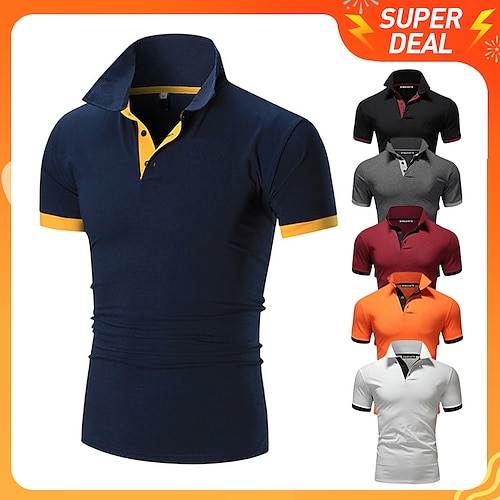 

Men's Polo Shirt Golf Shirt Solid Color Plain Turndown Black Wine Orange Dark Gray Navy Blue Plus Size Street Casual Short Sleeve Clothing Apparel Casual Soft Breathable Beach