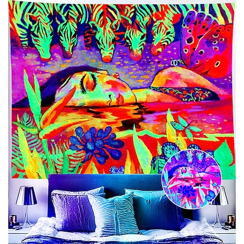 

Trippy Schwarzlicht UV-reaktiver Wandteppich Alien psychedelisch bunt Kunstdekor Fotohintergrund Decke Vorhang hängend Zuhause Schlafzimmer Wohnzimmer Dekoration