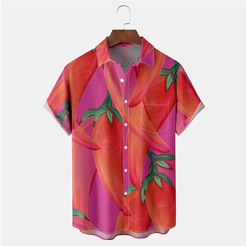 

Herren Hemd Hawaiihemd Sommerhemd Frucht Grafik-Drucke Umlegekragen Fuchsie Outdoor Strasse Kurze Ärmel Button-Down Bedruckt Bekleidung Tropisch Modisch Hawaiianisch Designer