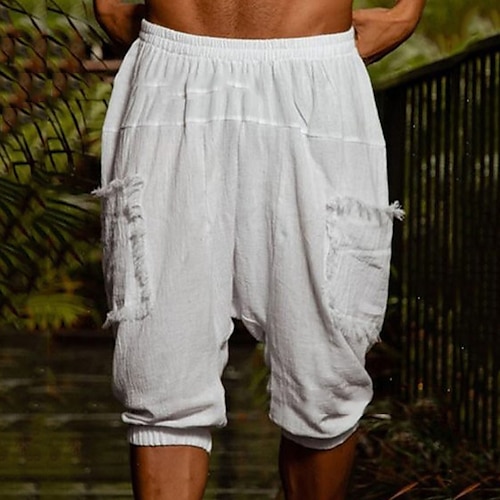 

Homens Calção Shorts de linho Shorts de verão Shorts de praia Calças Capri Cintura elástica Tecido Conforto Respirável Comprimento da panturrilha Ao ar livre Diário Streetwear Misto de Algodão e Linho