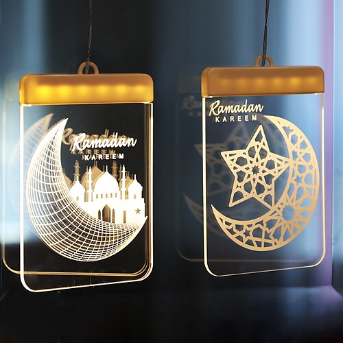 

eid mubarak decor lights 3d acrilico led night light 2023 eid al adha gift ramadan decorations for home bedroom religion decor islamic pendant
