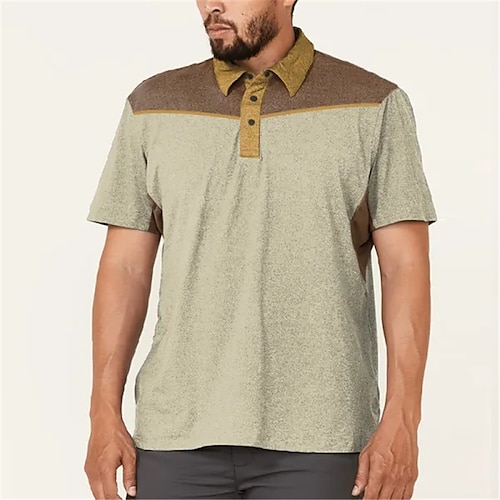 

Herre POLO T-skjorte Golf skjorte Fargeblokk Grafiske trykk Aftæpning Kakifarget utendørs Gate Kort Erme Trykt mønster Klær Sport Mote Gatemote Designer