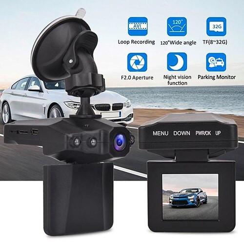 

Auto-DVR-Dashcam 2,4-Zoll-tragbarer FHD-1080p-Videorecorder 24-Stunden-Parkplatz 360-Grad-Rotationsmonitor Autokamera-Registrator-Camcorder