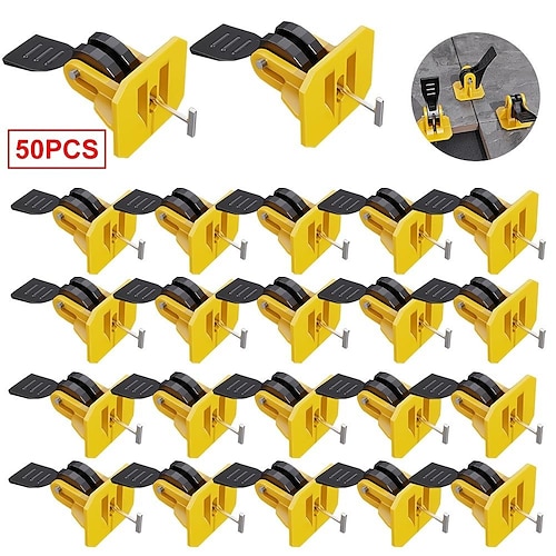 

50pcs Tile Leveling System Reusable Tile Leveler Tools Flooring Wall Tiles Leveler For Tiles Replaceable Steel T-Pin, 0.31x0.47in