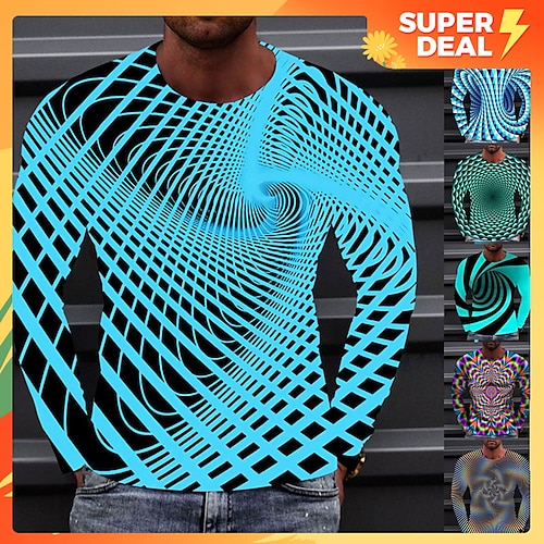 

Homens Camiseta 3D impressão Estampas Abstratas Gola Redonda A B C D E Impressão 3D Ao ar livre Rua Manga Longa Imprimir Roupa Básico Esportes Designer Casual