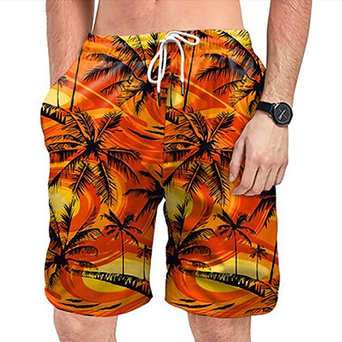 

Herre Surf shorts Badeshorts Sommer shorts Strandshorts Snørelukning med mesh-for Elastisk Talje Kokos palme Planter Grafiske tryk Hurtigtørrende Korte Afslappet Daglig Ferie Boheme Hawaiiansk Orange