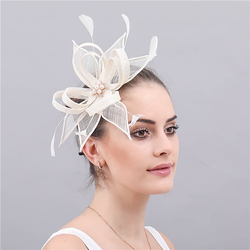 

Fascinateurs Sinamay Mariage Derby kentucky la demoiselle Mariée Avec Plume Casque Couvre-chef