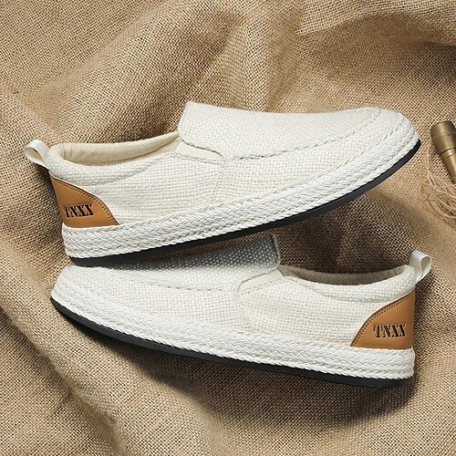 

Homme Mocassins et Slip On Look Sportif Chaussures de confort Décontractées Extérieur du quotidien Toile Respirable Noir Beige Grise Eté Printemps