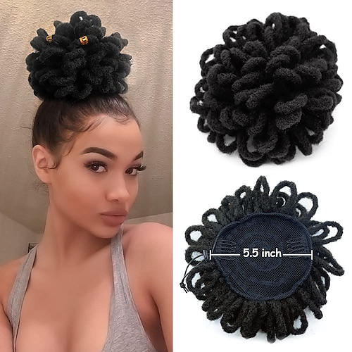 

baibian faux bun coda di cavallo loc dread bun estensione coda di cavallo petalo intrecciato coda di cavallo con coulisse afro puff coda di cavallo sintetica afroamericana intrecciata posticci per