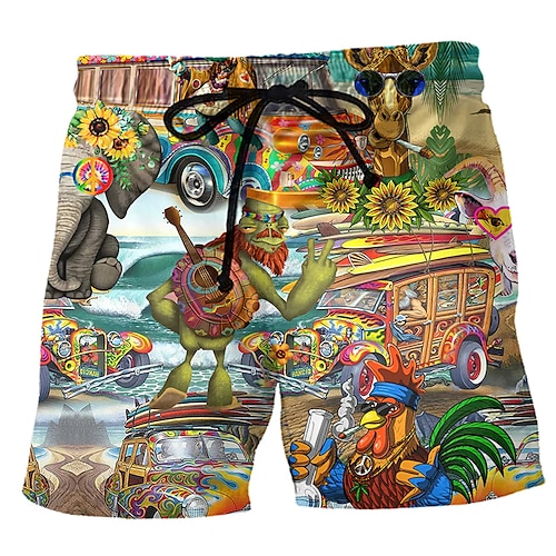 

Herre Surfeshorts Badeshorts Snorer med mesh fôr Elastisk midje Grafiske trykk Figurer Hurtigtørkende Kort Avslappet Daglig Ferie Hawaiisk Bohem Gul Rosa Mikroelastisk