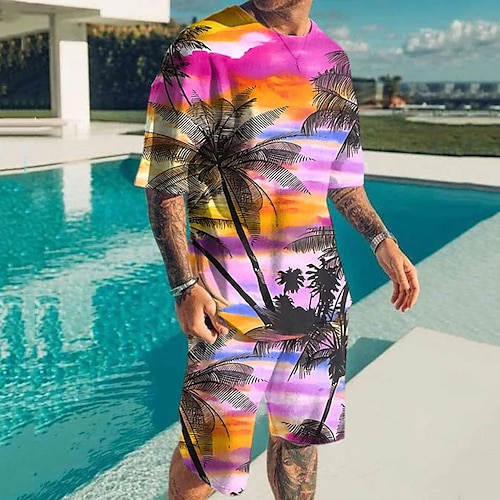 

Per uomo Set di pantaloncini e magliette Completi con t-shirt Pop art Albero di cocco Girocollo Abbigliamento Stampa 3D Esterno Giornaliero Manica corta Stampa 3D 2 pezzi 2 pezzi Originale Informale