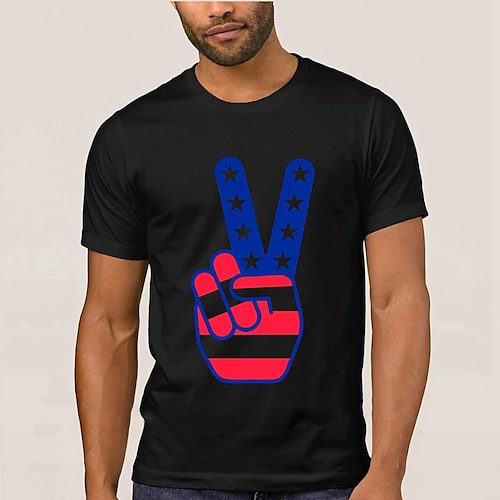 

Herre Plusstørrelser Store Høje T-shirt T-Shirts Rund Hals Sort Kort Ærme udendørs I-byen-tøj Trykt mønster Grafiske tryk Tøj Bomuldsblanding Gade Stilfuld Afslappet