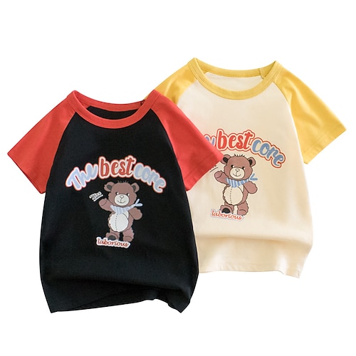 

Børn Pige T-shirt Dyr Afslappet Kortærmet Mode 7-13 år Sommer Sort Gul