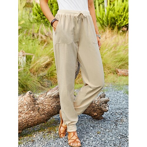 

Per donna Pareggiatore Pantaloni Simillino Nero Cachi Grigio Di tendenza Casual / quotidiano Tasche laterali Lunghezza intera Comfort Liscio S M L XL XXL