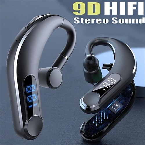 

longue veille affaires bluetooth casque sans fil bluetooth 5.2 écouteur étanche tour d'oreille casque hifi stéréo écouteurs avec led batterie affichage et microphone pour smartphone