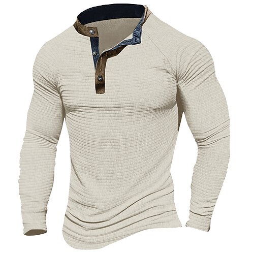 

Per uomo maglietta Camicia Henley Camicia fresca Liscio Sottile pieghettato Henley Strada Da mare Manica lunga Abbigliamento Originale Essenziale Contemporaneo moderno