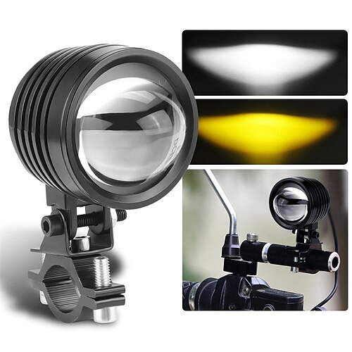 

30w motorsykkel spotlight projektor linse to farger mini led frontlykt gul hvit kjørelampe universal for lastebiler suv atv bil