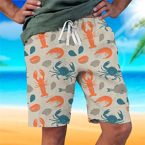 

Per uomo Pantaloncini estivi Pantaloncini da spiaggia A cordoncino Vita elastica Pop art Animali Traspirante Morbido Breve Informale Giornaliero Per eventi Streetwear Hawaiano Rosa Arancione Media