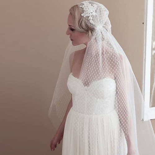 

1 strato Floreale / Vintage Veli da sposa Velo medio (ai fianchi) con Con applique 35,43 pollici (90 cm) Tulle