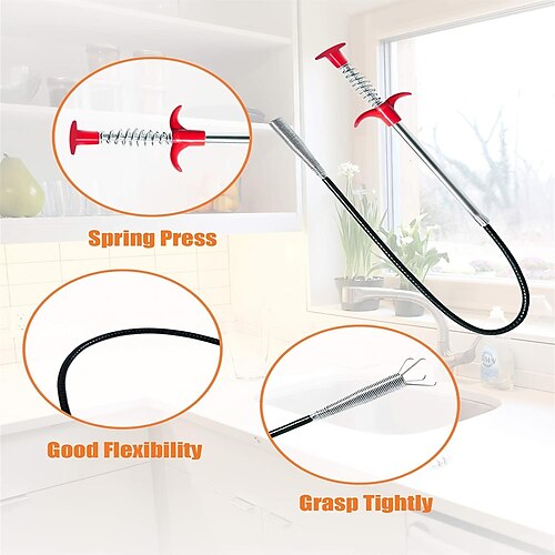 1pc 60cm Bendable Drain Cleaning Tool For Hair Clog Remover