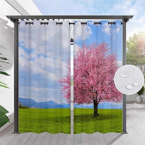 

Cortinas impermeables para exteriores Tonos para exteriores Cortinas con ojales de impresión digital 3D para interiores para bodas Patio Balcón Dormitorio, porche, pérgola, cabaña