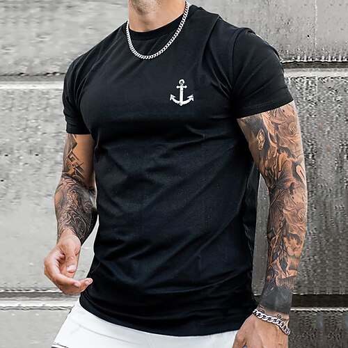 

Per uomo maglietta Magliette grafiche Camicia fresca Stampe astratte Ancora Girocollo Stampa a caldo Strada Da mare Maniche corte Stampa Abbigliamento Di tendenza Originale