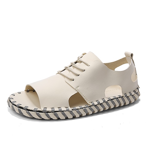 

Hombre Sandalias Sandalias planas Sandalias de cuero Casual Estilo playero Diario Zapatos de Paseo PU Transpirable Botines / Hasta el Tobillo Almendra Negro Beige Verano