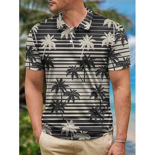 

Per uomo POLO Camicia da golf Golf Albero di cocco A strisce Stampe astratte Collo ripiegabile Nero Esterno Strada Maniche corte Bottone giù Stampa Abbigliamento Sportivo Di tendenza Streetwear