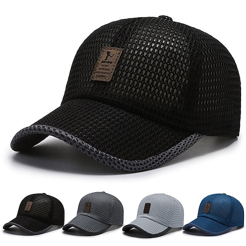 

Men's Baseball Cap Trucker Hat Black Navy Blue synthetic fibre Mesh Fitness Letter Windproof Ultraviolet Resistant