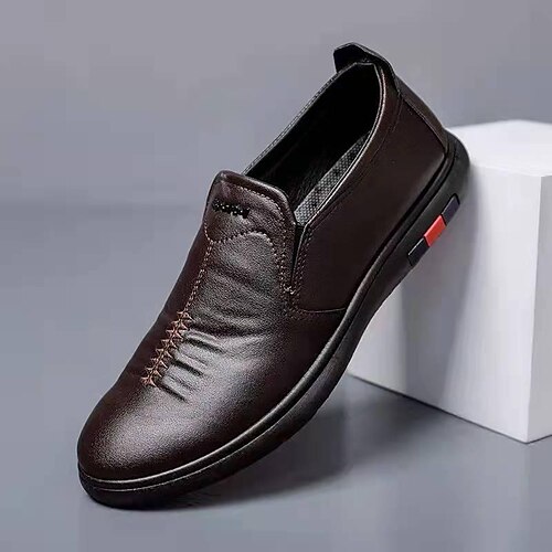 

Hombre Zapatos de taco bajo y Slip-On Zapatos Confort Mocasines de cuero Vintage Casual Exterior Diario Zapatos de Paseo Microfibra Transpirable Negro Marrón Verano