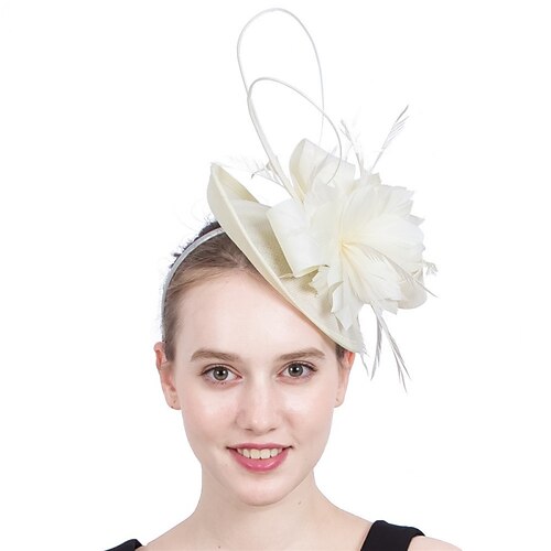 

Fascinatoren Stoff Hochzeit Kentucky Derby Cocktail Royal Astcot Retro Elegant Mit Feder Blumig Kopfschmuck Kopfbedeckung