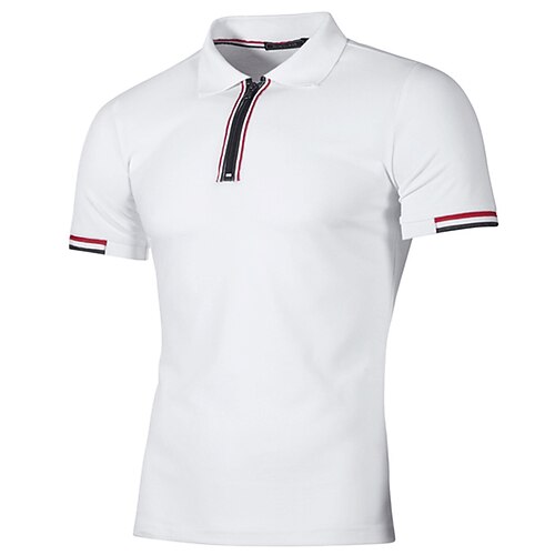 

Herre Zip Polo POLO Trøje Afslappet Sport Ribbet polokrave Klassisk Kortærmet Bekvem Vanlig Lynlås Sommer Sort Hvid Navyblå Grå Zip Polo