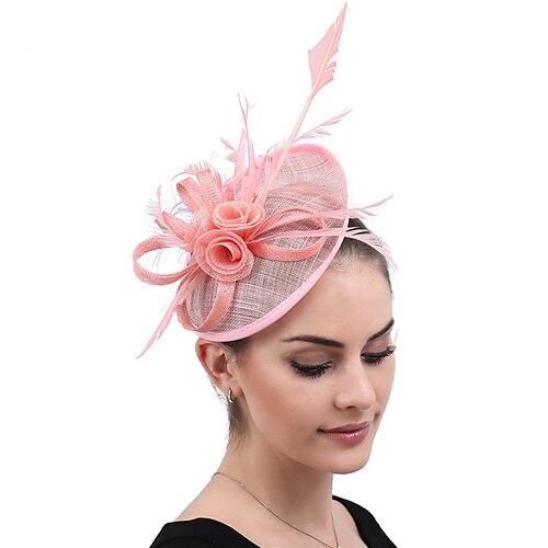 

fascinators Sinamay Bryllup Kentucky Derby Elegant Brude Med Fjær Hodeplagg Hodeplagg