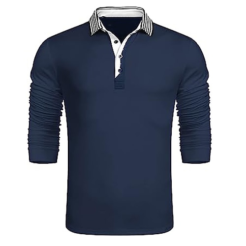 

Homens Camiseta Polo Camisa de golfe Casual Feriado Clássico Manga Longa Moda Básico Tecido Botão Verão Normal Azul Vermelho fogo Preto Branco Azul Marinho Escuro Azul Marinha Camiseta Polo