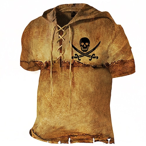 

Hombre Sudadera Con Capucha Marrón Con Capucha Cráneos Estampados Acordonado Estampado Deporte Diario Festivos Impresión 3D Design Casual De Deporte Primavera verano Ropa Sudaderas con capucha