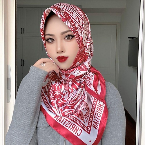 

écharpe 9090 cm satin satin grand foulard carré foulard en soie imprimé foulard arabe