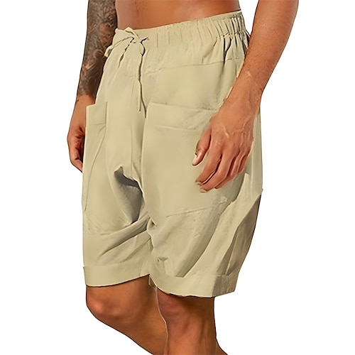 

Homens Calção Shorts de linho Shorts de verão Shorts de praia Com Cordão Cintura elástica Bolso frontal Tecido Conforto Respirável Ao ar livre Diário Para Noite Misto de Algodão e Linho Moda Roupa de