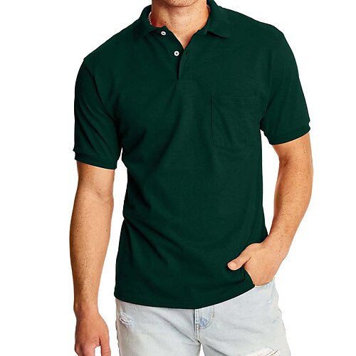 

Per uomo POLO Camicia da golf Golf Informale Per eventi Colletto alla coreana Classico Manica corta Di tendenza Essenziale Liscio Pulsante Estate Standard Verde scuro POLO