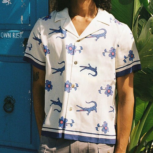 

Per uomo Camicia Camicia hawaiana Camicia con bottoni Camicia estiva Maglietta informale Bianco Maniche corte Pelle di coccodrillo Stampe astratte Fiore / Piante Collo ripiegabile Esterno Per uscire