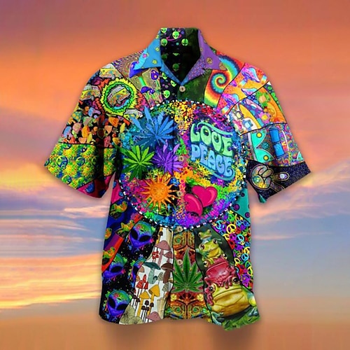 

Муж. Рубашка Походная рубашка Графическая рубашка Рубашка Алоха Буквы Гриб Отложной Зеленый Синий Лиловый Светло-зеленый Оранжевый 3D печать Праздники С короткими рукавами 3D С принтом Одежда 4шт