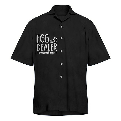 

Herren Hemd Buchstabe Grafik-Drucke Eier Umlegekragen Schwarz Wein Strasse Casual Kurze Ärmel Button-Down Bedruckt Bekleidung Vintage Modisch Strassenmode Designer