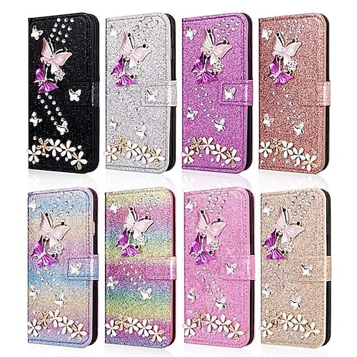 

téléphone Coque Pour Samsung Galaxy Portefeuille A73 A53 A33 A71 A51 A31 A72 A32 A52 Portefeuille Strass Brillant Brillant Cristal Diamant TPU faux cuir