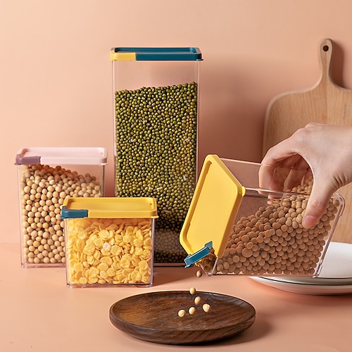 

latas selladas transparentes de cereales y granos caja de almacenamiento de cocina con tapa frijoles tanque de almacenamiento de grado alimenticio botellas de plástico