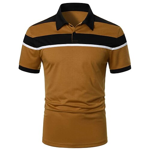 

Herre POLO T-skjorte Golf skjorte Avslappet Ferie Klassisk Kortermet Mote Grunnleggende Fargeblokk Knapp Sommer Normal Brun POLO T-skjorte