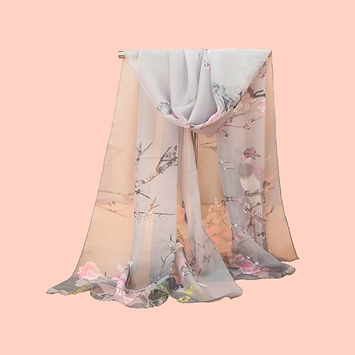 

nuove sciarpe di chiffon da donna estate scialli sciarpa sottile e impacchi fiore con stole hijab stampa uccelli