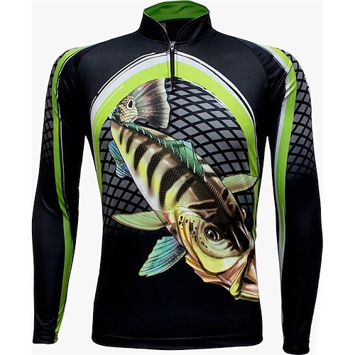 

Per uomo Camicia da pesca All'aperto Manica lunga Protezione UV Traspirante Leggero Asciugatura rapida Superiore Estate Primavera Esterno Per la pesca Verde / nero